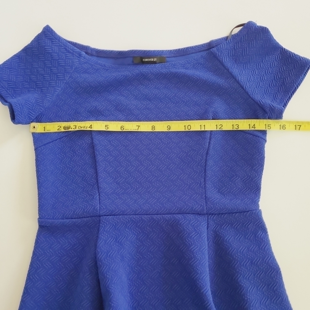 7004 * Forever 21 Skater Dress Blue Size M - Picture 5 of 7